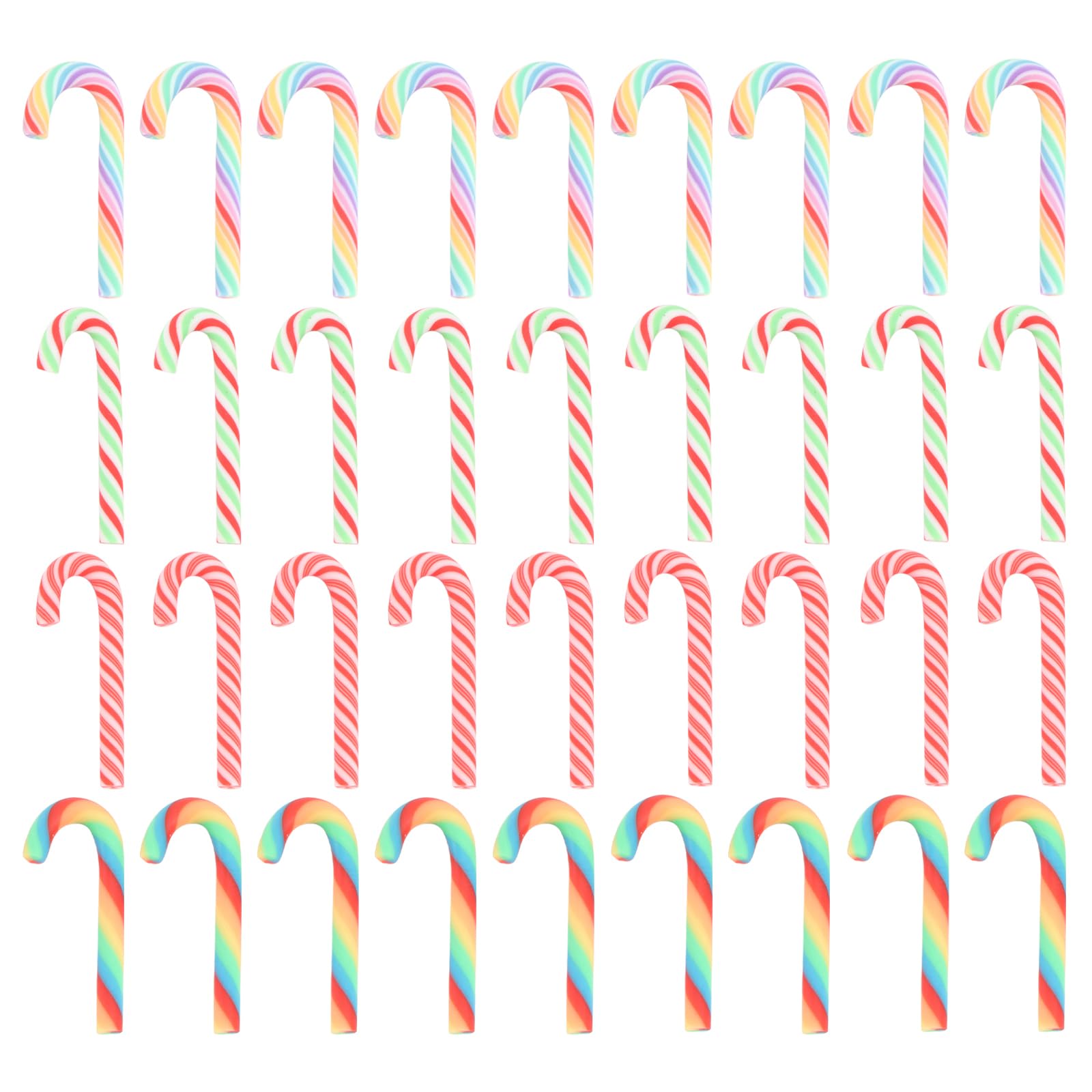 PRETYZOOM 40Pcs Candy Cane Charms Polymer Clay Diy Accessories for Christmas Phone Case Key Bag Decoration Festive Craft Material