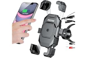 iMESTOU Motorcycle Wireless USB C Charger Phone Mount with Detachable SAE-O Ring Wire, Fits for 5.5"-7.2" Phones with Thickne