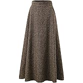 Choies Women Winter Skirt,Aline Long Fall Skirt with Pockets and High Elastic Wasit