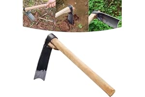 cdbz Hoe Garden Tool for Yard Heavy Duty Weed Removal Tool for loosening Soil, Weeding and Digging,15in Forged Hoe Stainless Steel Blade Head Wooden