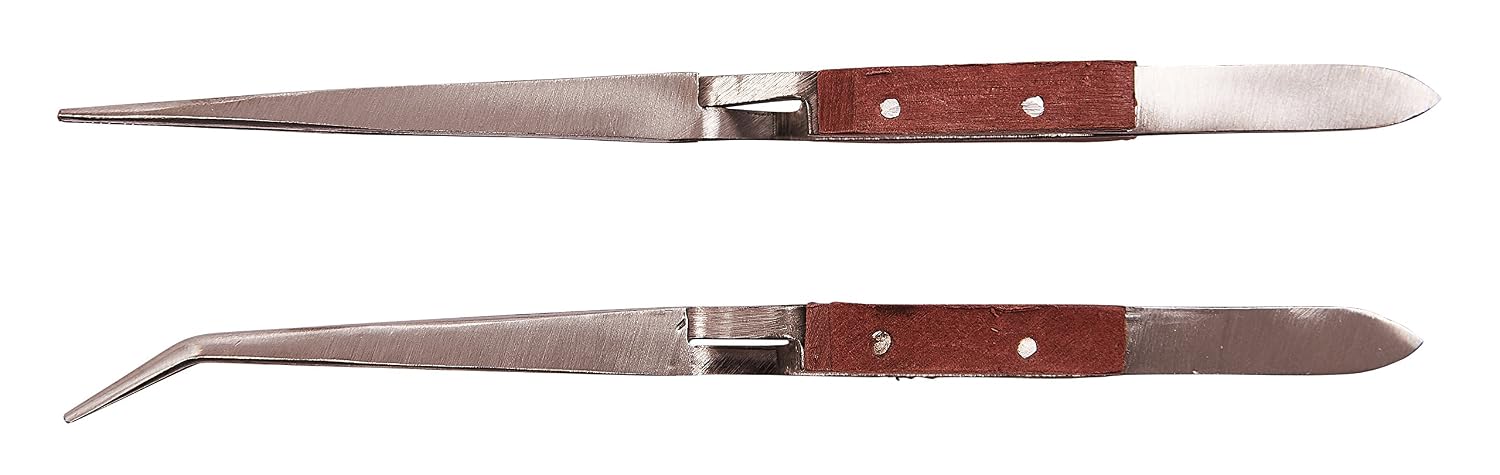 Amtech R0380 2 Piece Wooden Handle tweezer Set, 2pcs - Image 3