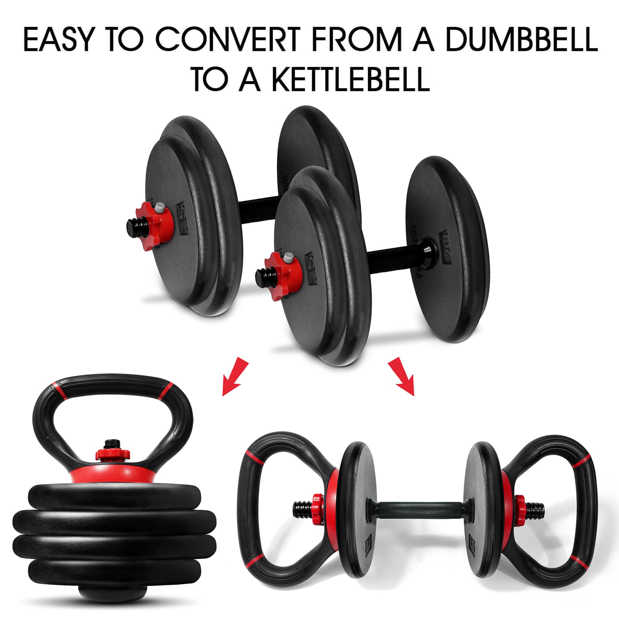 Yes4All Adjustable Kettlebell Handle for Weight Plates, Dumbbell Converter for Strength Training Kettlebells, Home Gym