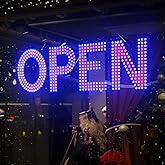 Thirdpolite LED Open Sign for Business 22"Lx7"H with 10 Dimming Levels,3 Modes & Adjustable Chain - Ultra Bright Storefront Signs for Window Glass Door Shop Retail Restaurant Salon(Red&Blue)