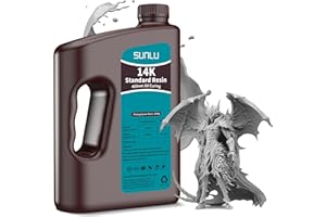 SUNLU 14K High Precision 3D Printer Resin 3KG, Standard 3D Printing Resin for Detail Printing Miniatures, Fast Curing 405nm UV Photopolymer Resin, Smooth Matte Surface, 3000G Grey