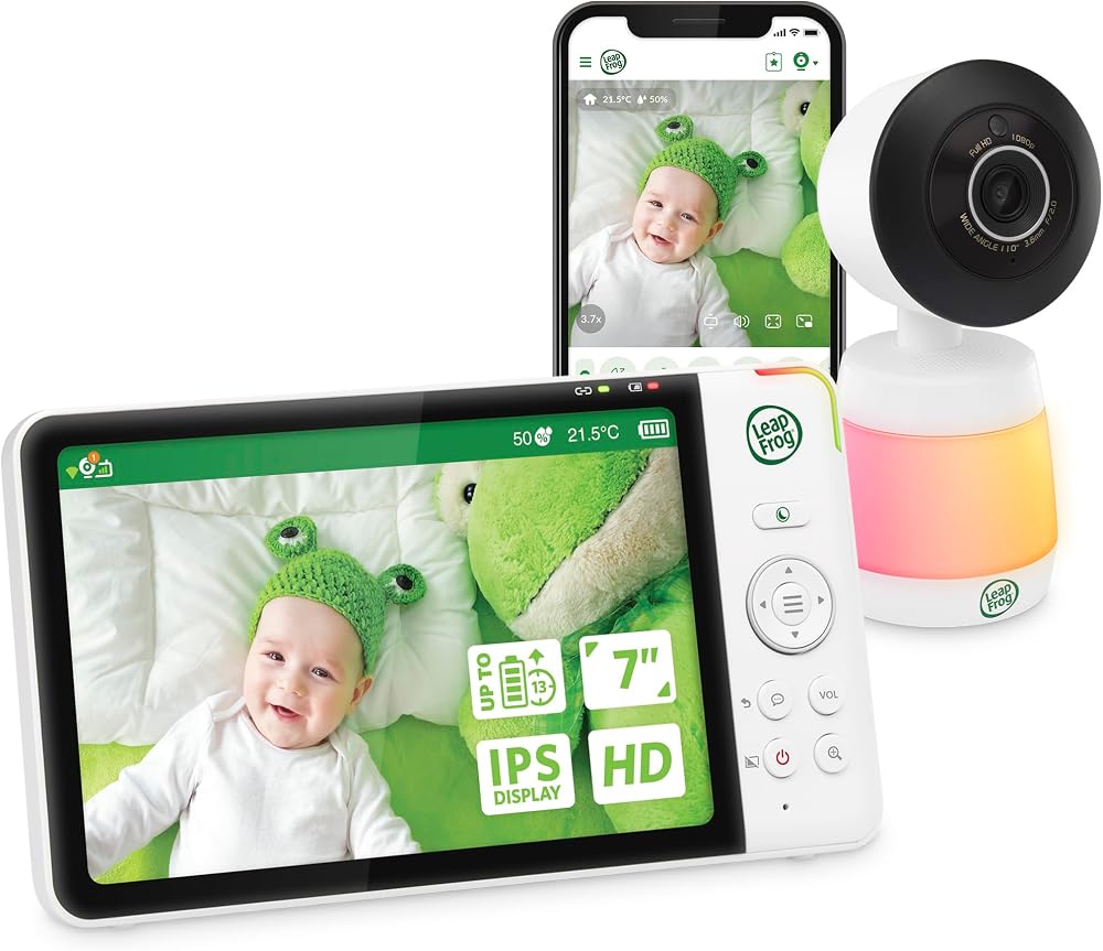 LeapFrog 7in Smart Wi-Fi Baby Monitor 1080p FHD 720p LCD Pan-Tilt-Zoom