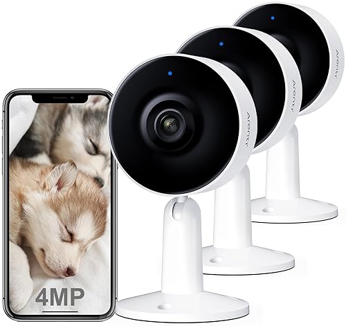 ARENTI 4MP WiFi Security Camera Indoor, 3PCS Pet Dog Camera with