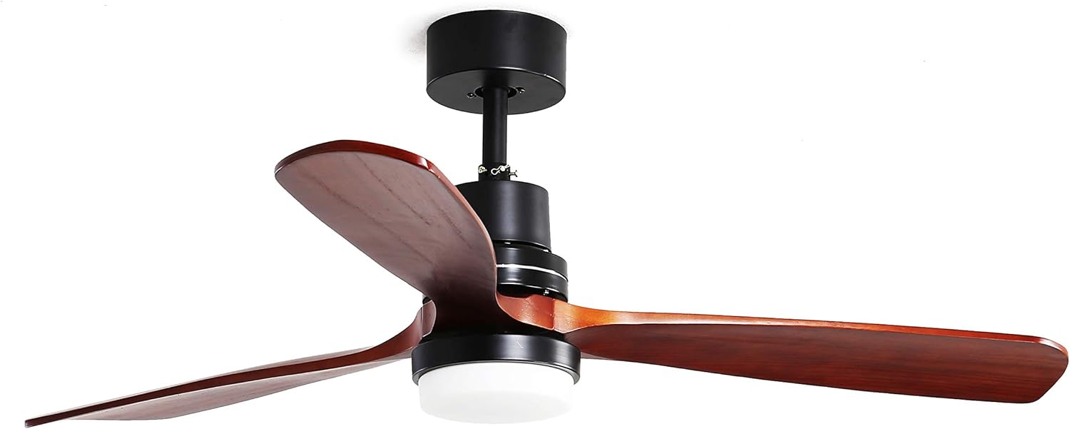 EXO lighting - Ventilador de Techo con luz Breeze Negro-Madera Nogal led Interior IP20