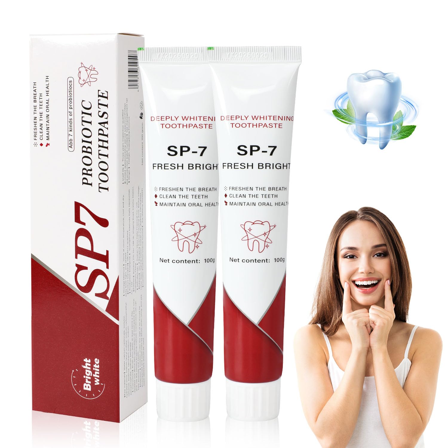 Photo 1 of Sp-7 Probiotic Toothpaste, Sp-7 Probiotic Whitening Toothpaste, SP 7 Ultra Probiotic Fresh, Sp-7 Probiotic Stain Removal and Whitening Toothpaste, Probiotic Toothpaste(2PCS)