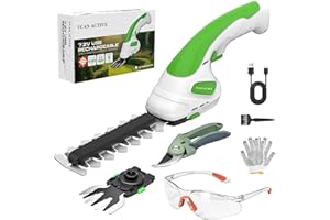 VCAN ACTIVE 2-in-1 Hedge Trimmer Cordless & Grass Shear | 7.2V Handheld Electric Shrub Trimmer | Lightweight Rechargeable Battery with Type-C Cable | 2 * 1.5Ah Battery Powered for Garden, Yard, Lawn