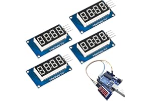 ALAMSCN LED Display Module TM1637 0.36'' 4-Digit Clock Double Dots 7 Segment Red Digital Tube for Arduino Driver Board (Pack of 4)