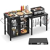 Grill Table for Blackstone Griddle Camping Grill Table Foldable Fits Ninja | Portable Grill Table with Storage Blackstone Griddle Stand for Outdoor Camping, Picnic, Garden, Patio, Dining, BBQ, Party