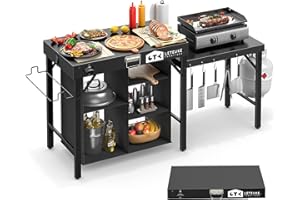 Leteuke Grill Table for Blackstone Griddle, Portable Foldable Grill Table with Storage Fits Ninja, Blackstone Griddle Stand for Outdoor Camping, Picnic, Garden, Patio, Dining, BBQ, Party