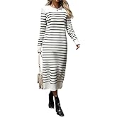 Long Sweater Dress for Women Loose Knitwear Striped Long Dresses Stylish Autumn and Winter Outfits