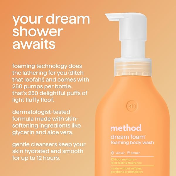 METHOD DREAM FOAM, FOAMING BODY WASH, VETIVER + AMBER, 13.5 OZ