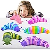 Cevioce 6 Sensory Slug Fidget Toys, Adults & Kids Party Favors, Autism Sensory Toys for 3+ Year Olds - Blue