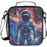 ZOEO Astronaut Planets Galaxy Space Lunch Box Insulated Lunch Bag Prep Kids Cooler Tote Freezable Shoulder Strap Waterproof Picnic Meal for School Office