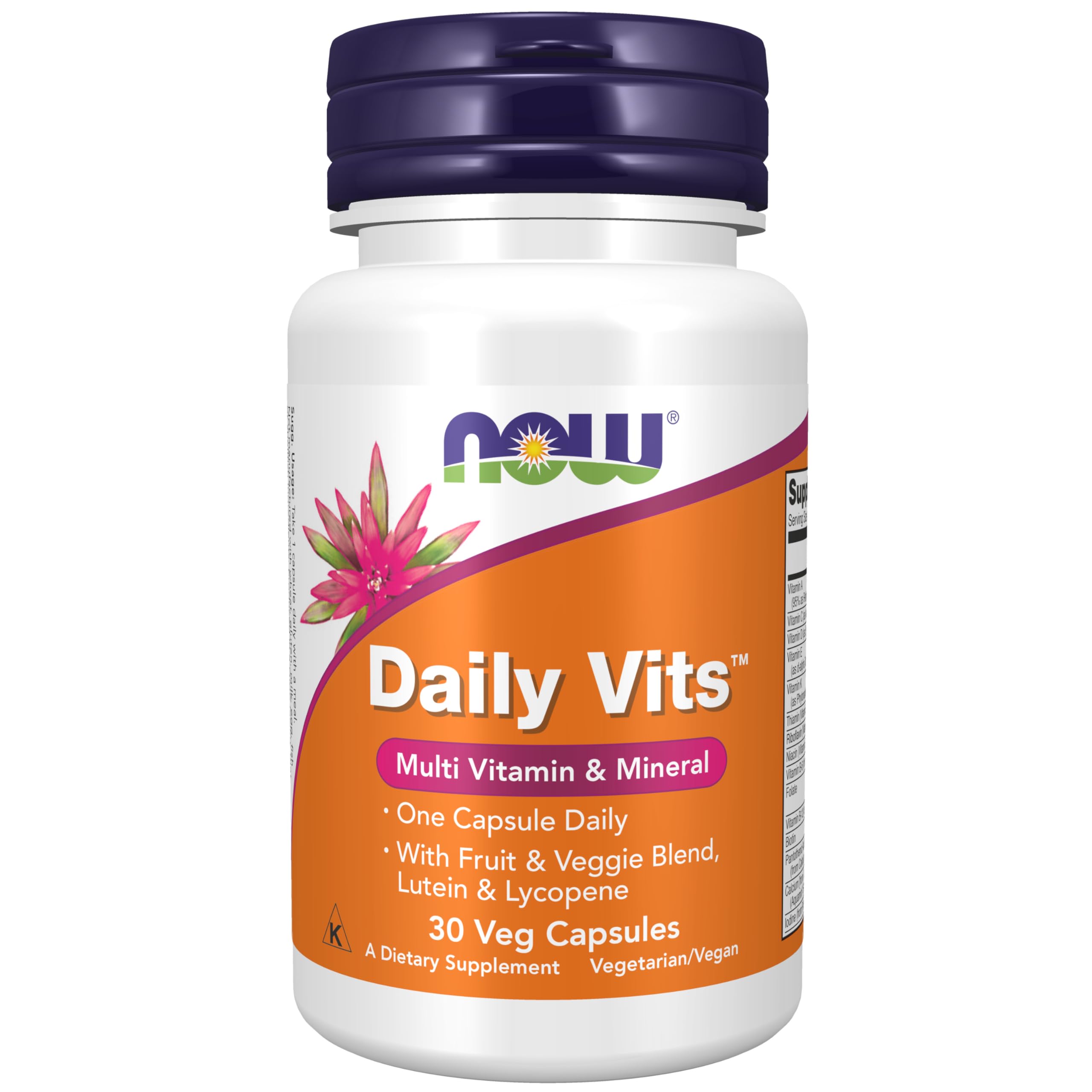 Photo 1 of *2/2026* NOW Foods Supplements, Daily Vits™with Fruit & Veggie Blend, Lutein and Lycopene, 30 Veg Capsules