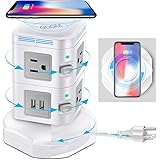 Power Strip Surge Protector , ODOM Power Strips Tower with Fast Wireless Charger, 4 USB Ports + 6 Outlets + 6 ft Extension Co