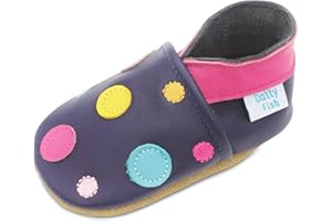 Dotty Fish Girls Infant and Toddler Shoes – Barefoot-Friendly, Non-Slip Suede Sole, Podiatrist Recommended, Breathable Baby-Safe Leather, British Brand – Fits 0–4 Years