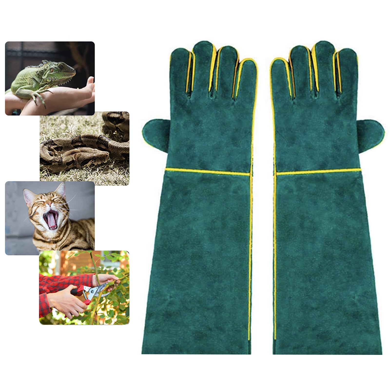 FIPASEN Animal Handling Gloves Bite Resistant, 15.7'' Anti Scratch Gloves for Grabbing Cats Reptile Puppy Bird or Gardening