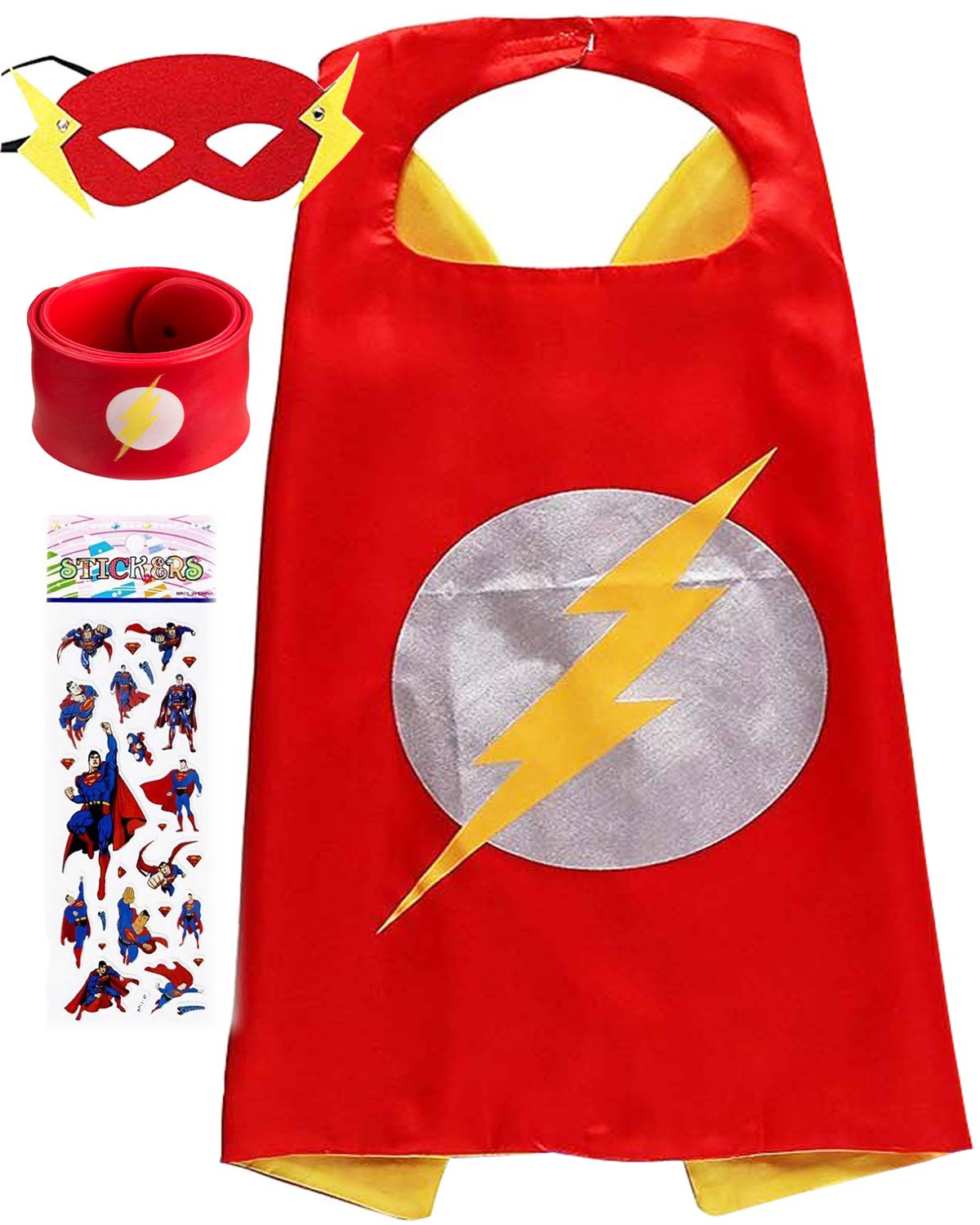 Superhero Dress Up Costume For Kids, Satin Cape And Felt Mask