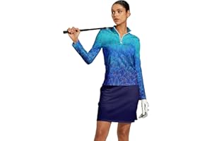 ACEGOLFS Golf Shirts for Woman UPF 50+ Sun Protection Quick Dry Lightweight Long Sleeve Polo Shirts for Woman Rash Guard