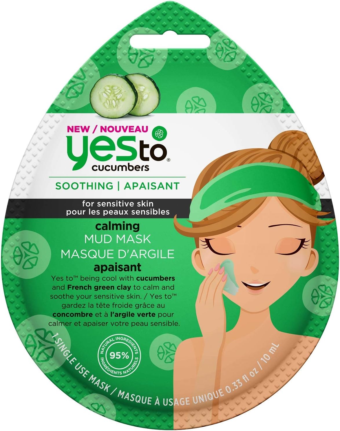 Yes To Cucumbers Mud Mask w/tray 6 x 10ml, Green, 10 ml (Pack of 1)