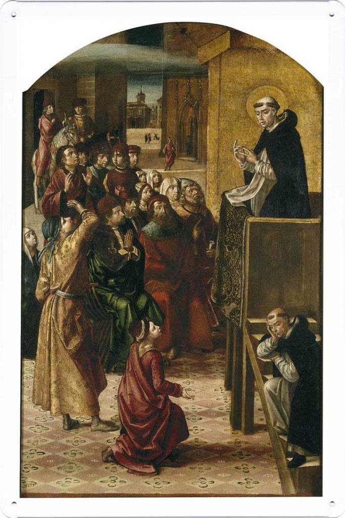 Artwork Oil Paint of Berruguete, Pedro - El milagro de la nube, 1493-99 on Tin Sign by Masterpiece Collection (2030cm)