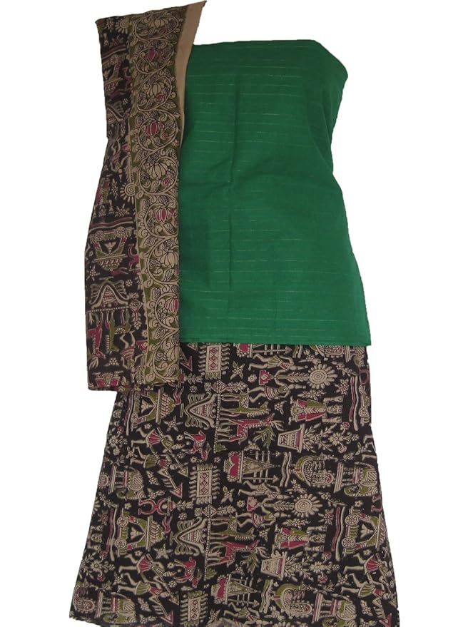 Buy Kalamkari Churidar material (GREEN 