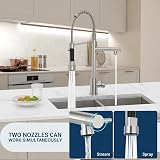 DAYONE 360° Swivel Pull Down Kitchen Tap Dual Spouts SUS304 Brushed view 3