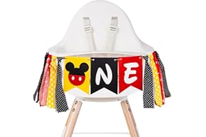 Raoformi Mouse First Birthday Party Banner - Red Yellow Black Polka Dot Fabric Bunting Garland Decoration, Cake Smash Backdro