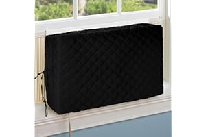BLUESTARS UPGRADED Window Air Conditioner Cover Indoor - NEW Version with Velcro Sides - Inside AC Cover for Winter - Polyester Fiber Fill Layers Insulation - 17" x 13" x 3.5" - Black