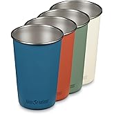Klean Kanteen 16 oz Stainless Steel Cup - Drinkware Set - Stackable, Reusable Cup - Great as Camping Cups - Partake, Pack of 4