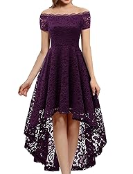 Dressystar Women's Lace Cocktail Dress Hi-Lo Off