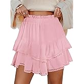 COPYLEAF Ruffle Skorts for Woman Boho Tiered Flowy Short Skirt High Waist Mini Skirts Casual Summer Beach Outfits