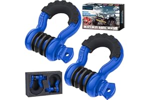 TICONN 2 Pack D Ring Shackle with 7/8" Screw Pin 57,000Ibs Break Strength, 3/4" Heavy Duty Shackles with Isolator & Washers f