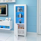 Panana High Gloss Tall Display Cabinet White with Blue LED Lights 160cm view 2