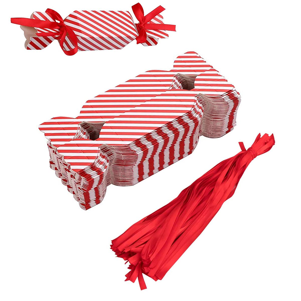 DARENYI 50Pcs Candy Box with Ribbon, Make Your own Christmas Crackers, Diy Christmas Crackers for Sweets, Chocolate, Biscuits, Decoration