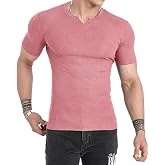 Muscle Cmdr Men's Henley T-Shirt &ndash; Slim Fit V Neck Short Sleeve Sport Tee