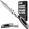 Pocket Knife for Men with G10 Handle - 3.9" 8Cr13MoV Sharp Blade - Folding Self Defense Knives with Pocket Clip - for Men Women Hunting Camping Military Tactical Survival Hiking Work EDC 04003