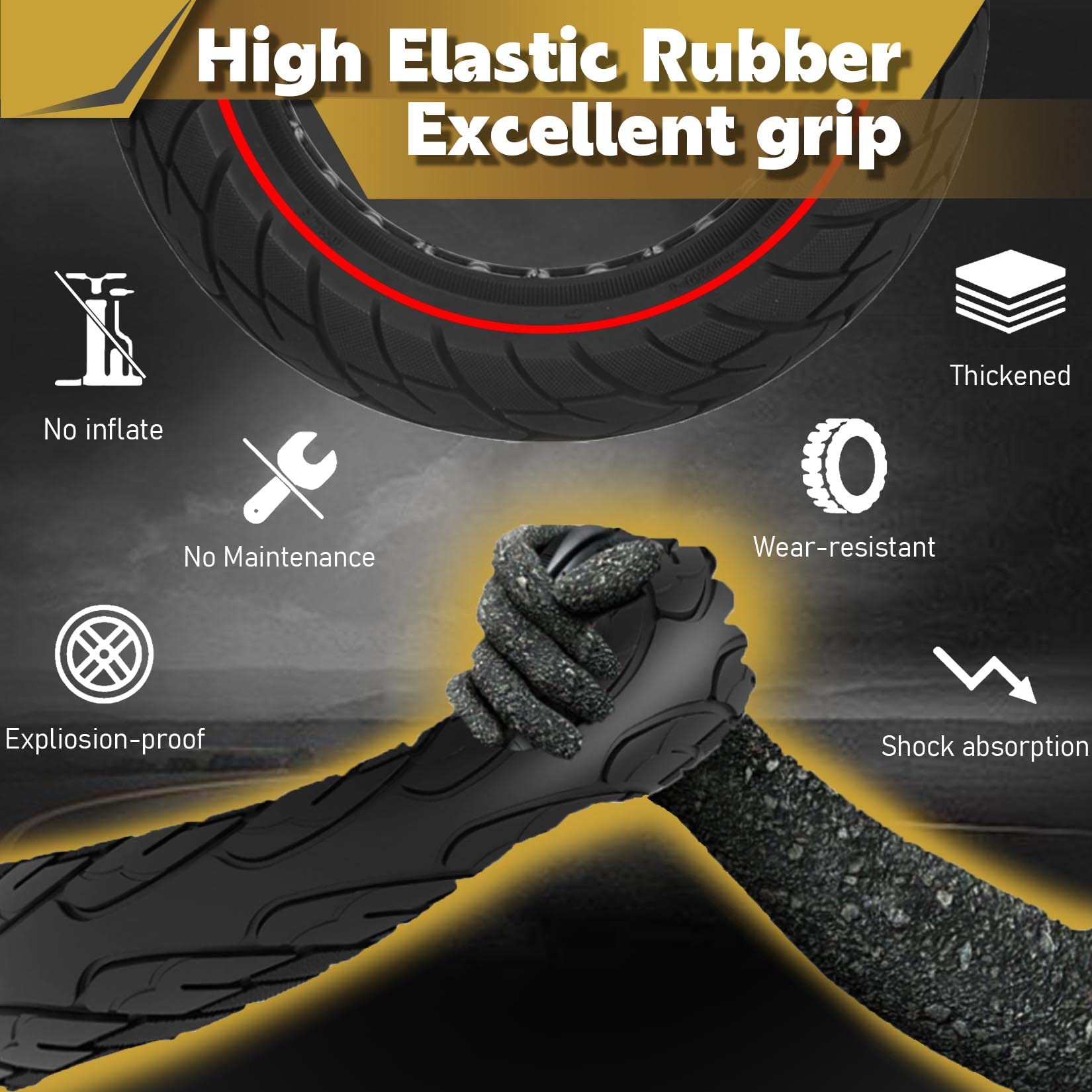 10x2/54-152 Solid Tire, 10x2.125 Tubeless Tires Fit for Swagtron SG-5, VOLPAM SP01/SPT7, Gotrax GXL V2, Ninebot F25/ D40X/ D18W/ D28U, Replacement for 50/75-6.1, 10x2 Original Tire, Red