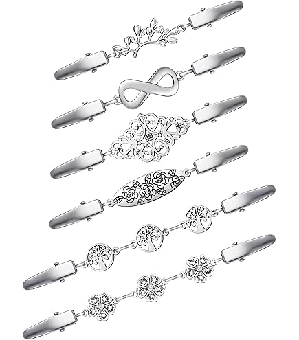 Cinch Clips Vintage Sweater Shawl Clips Set - Alloy Cardigan Lapel Clips, Retro Brooch Clips For Dresses, Blouses, Jackets Cape Clasp - View #4