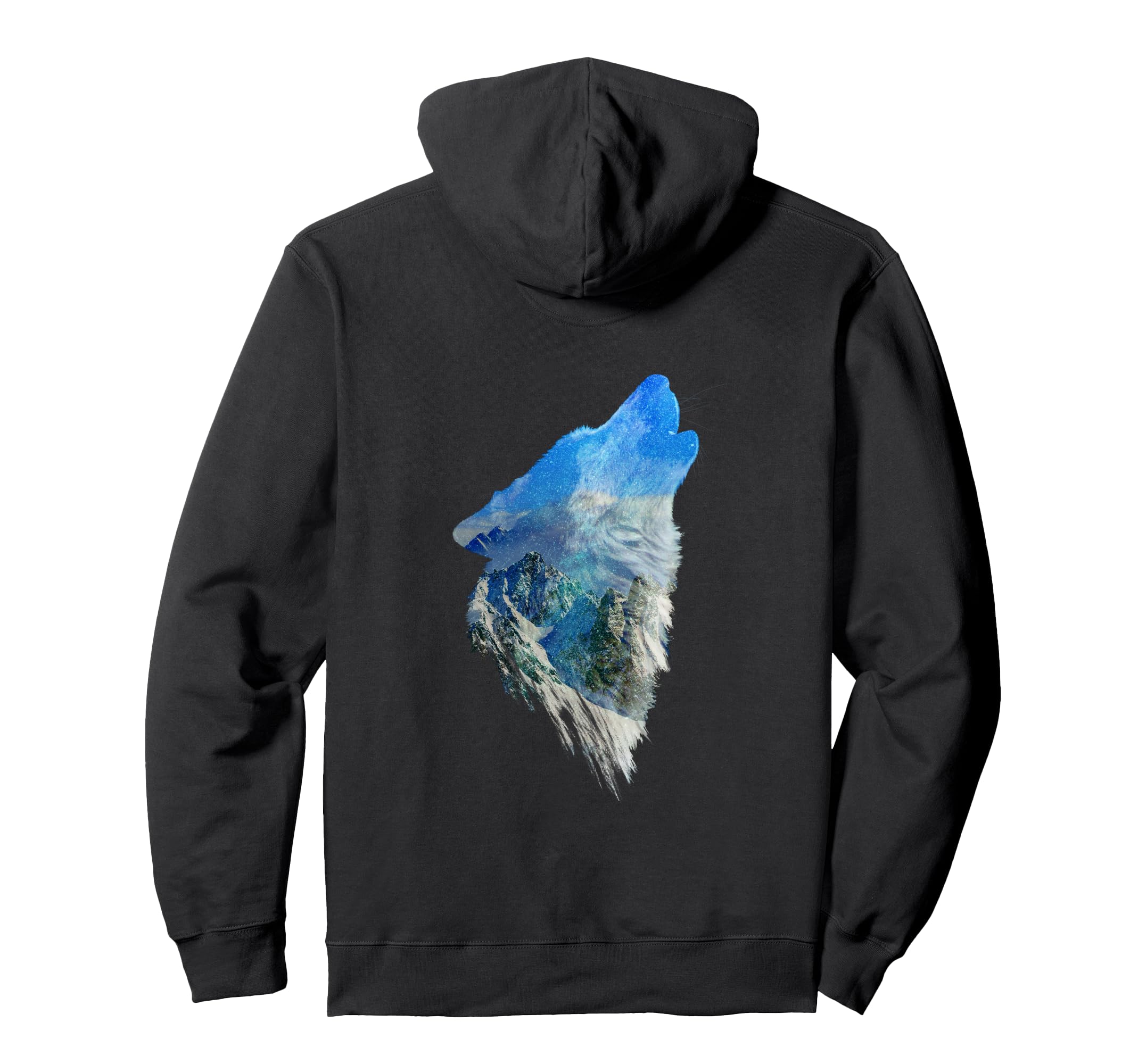 Beautiful wilderness howling Dog with Mountains Wildlife Pullover Hoodie