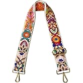 TCOMVEZ Embroidery Flower Purse Strap Replacement Crossbody for Handbags Women Guitar Strap 2 inch Wide Adjustable Bag Straps (Ivory)