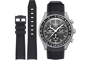 Stanchev Strap for Omega x Swatch MoonSwatch/Rolex Watch 20mm,Soft Silicone Omega X Swatch Moonswatch Speedmaster Replacement Strap,Curved No Gap Moonswatch Swatch strap for Men Women (Black1)
