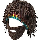 LerBen Men Women Knit Bearded Hats Handmade Wig Winter Warm Ski Mask Beanie