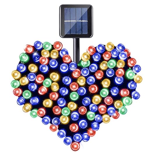 Ecandy 65ft 20m Cadena de iluminación de 200 LED al aire libre luz de la secuencia accionada solar de la decoración de Navidad de las luces que destellan impermeable estrellada Hada de iluminación Año Nuevo para los jardines del patio patio casa . (multicolor)