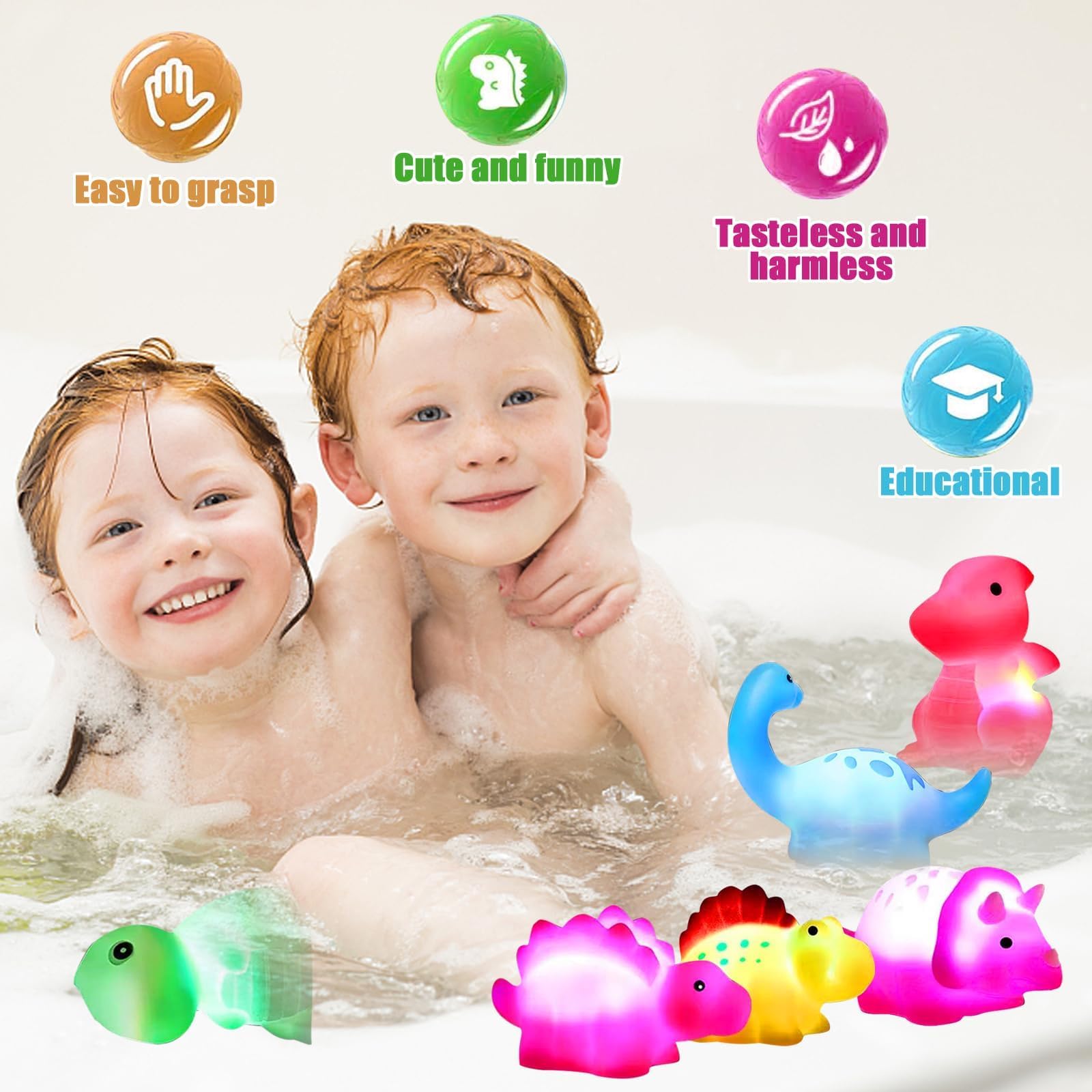 6 Stück Dinosaurier Badewannen Spielzeug Baby,Dinosaurier Schwimmendes Badewanne Spielzeug,LED Dinosaurier Badespielzeug Kinder,Wasserspielzeug Kinder Badespielzeug Baby Geschenk Badewannen Spielzeug 4