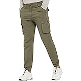 PULI Men's Tapered Cargo Pants Slim Fit Chino Joggers Work Trousers with Pockets
