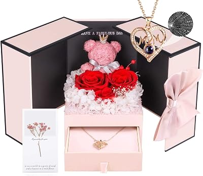 ADDWel Eternal Rose & I Love You Mum Necklace - Gift for Mum